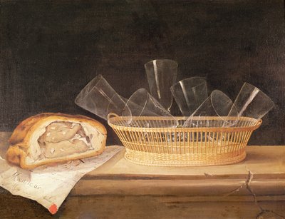 Basket of Glasses and a Meat Pie by Sebastian Stoskopff